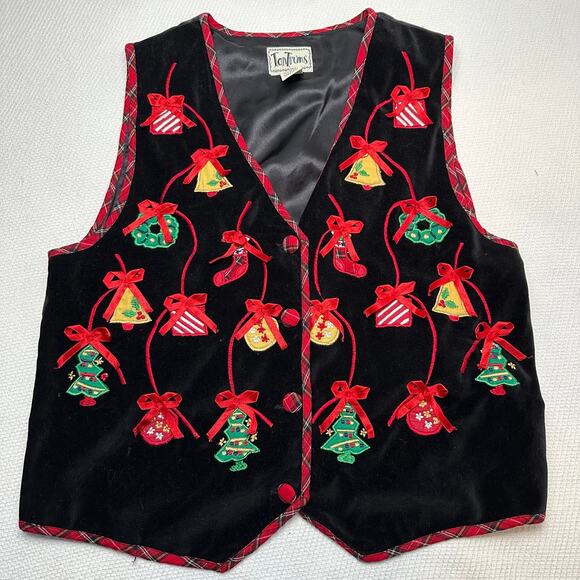 Tantrums Women's Black vintage bow Vest Granny Core M - Picture 1 of 5